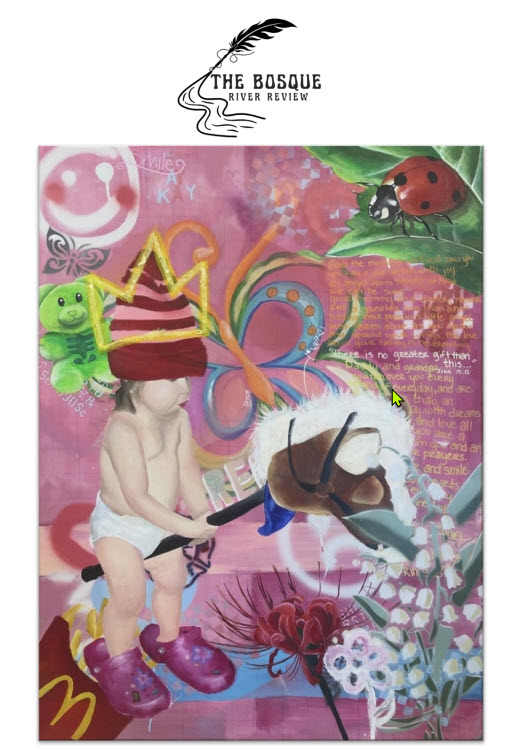 Bosque River Review, Volume 1 cover featuring colorful collage artwork